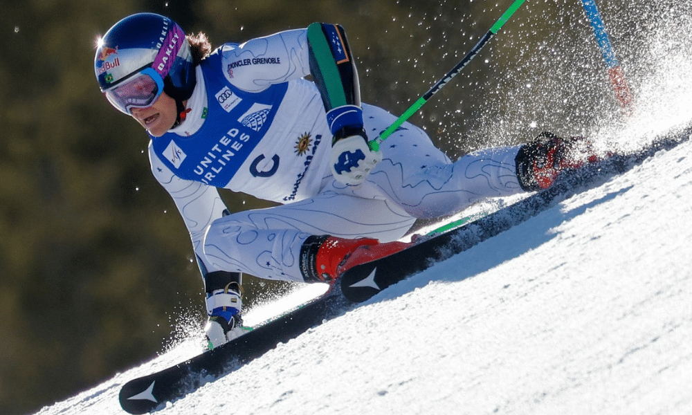 Lucas Pinheiro Braathen na final da Copa do mundo de esqui alpino em Sun Valley