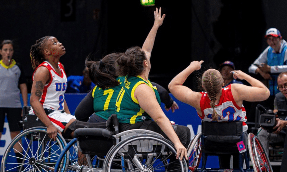Brasil EUA Estados Unidos basquete 3x3 em CR Universíade basquete 3x3 em cadeira de rodas