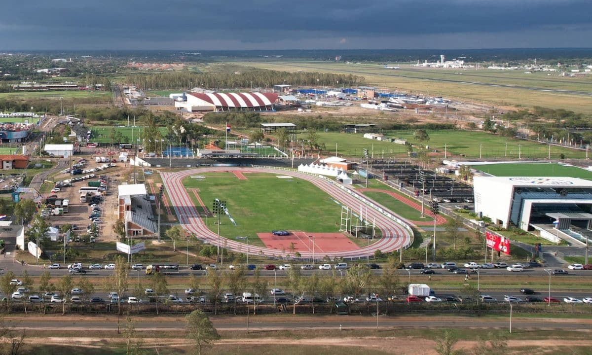 Imagem aérea do Comitê Olímpico Paraguaio, que será uma das sedes dos Jogos Pan-Americanos Júnior de Assunção-2025 (Divulgação)