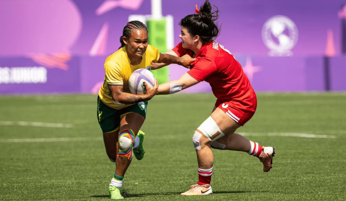 Claudinha Bochecha em jogo de Rugby sevens nos Jogos Pan-Americanos Júnior Assunção-2025