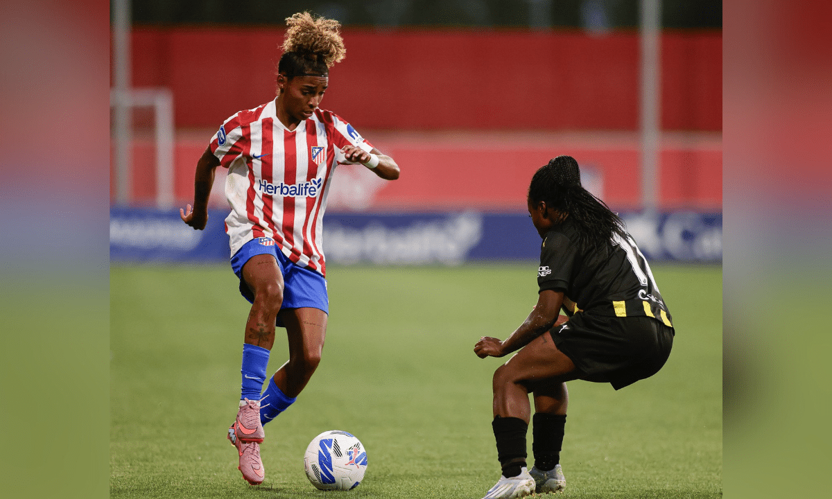 Luany em ação pelo Atlético de Madri na Champions Feminina