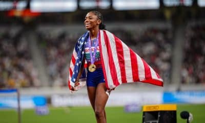 Melissa Jefferson-Wooden foi a maior estrela do Mundial de atletismo com três medalhas de ouro