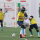Lance do jogo entre japonesas e brasileiras