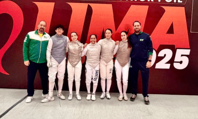 Valentina Basso com delegação do Brasil na Copa do mundo cadete e júnior de florete