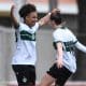 Na imagem, Kailane comemorando um dos gols do Coritiba na final.