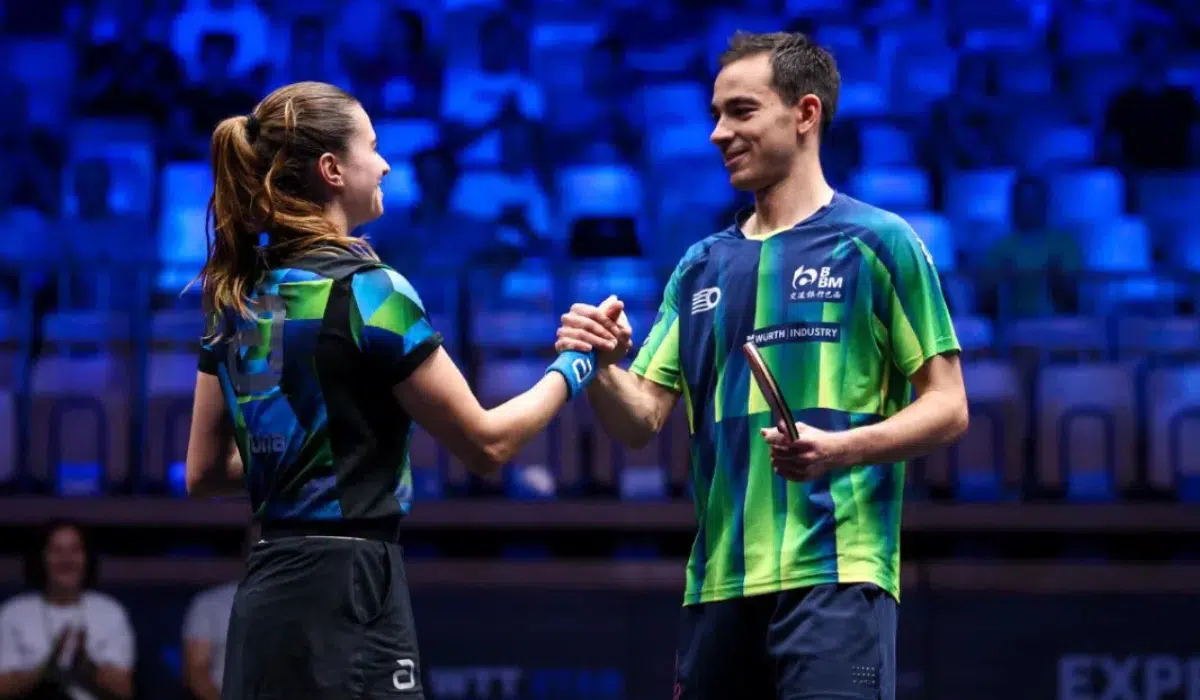Hugo Calderano e Bruna Takahashi estrearam com derrota nas duplas mistas do WTT Finals (Foto: WTT)