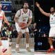 Na imagem, Tim Soares, Mãozinha e Bruno Caboclo, brasileiros que disputam posições no garrafão da Seleção.