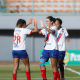 Jogadoras comemorando a vitória sobre o américa mineiro