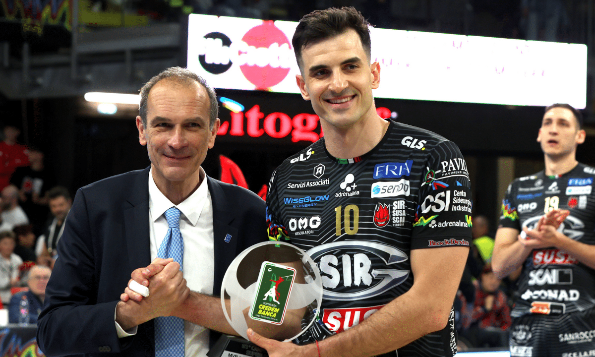 Wassim Ben Tara conquistou o troféu de MVP na vitória do Perugia no primeiro jogo da final do Italiano (Foto: Lega Volley/Divulgação)