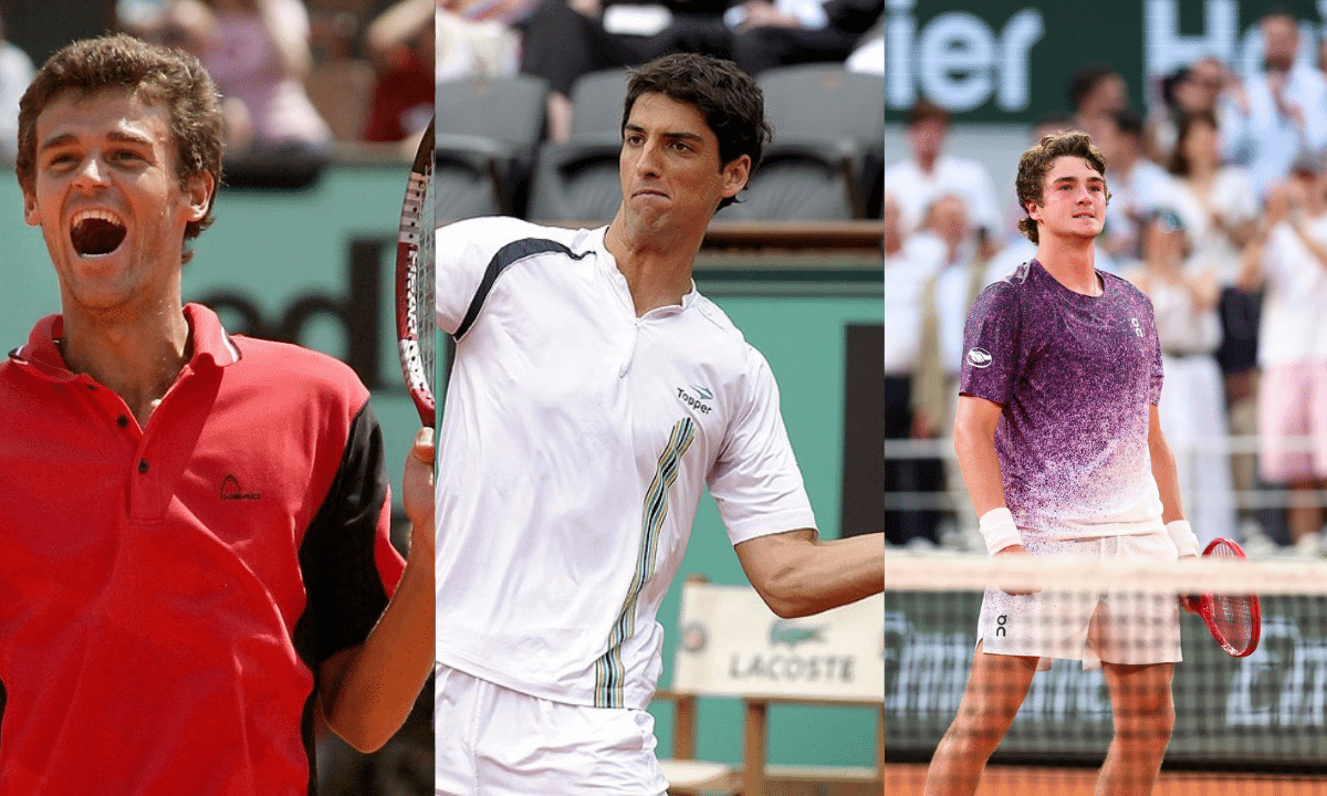 Gustavo Kuerten, Thomaz Bellucci e João Fonseca conseguiram vitórias importantes em Roland Garros no dia 29 de maio (Fotos: Thomas Coex / AFP, EFE e Clément Mahoudeau / FFT)