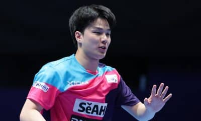 An Jae-Hyun Coreia do Sul Mundial de tênis de mesa por equipes vence china