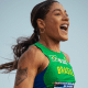 Ana Carolina Azevedo nos 100m rasos durante o Campeonato Íbero-Americano de Atletismo (foto: Sebastian Lasquera/Sul-Americana)