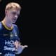 Anton Källberg, da Suécia, no Campeonato Mundial de Tênis de Mesa por Equipes