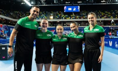 Bruna Takahashi, Giulia Takahashi, Laura Watanabe e Victoria Strassburger no Mundial de Tênis de Mesa por Equipes