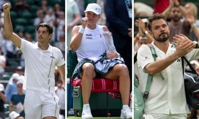 Taylor Fritz, Iga Swiatek e Stan Wawrinka em Wimbledon 2026