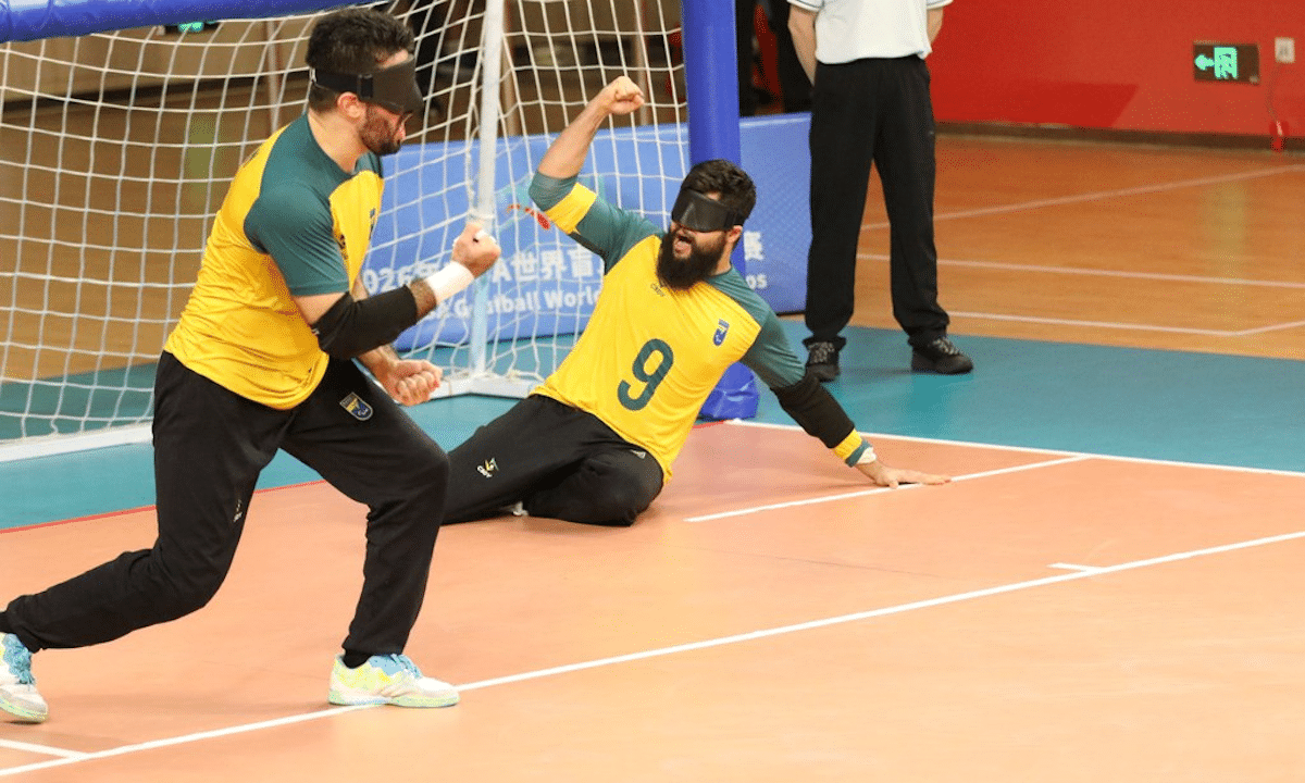 Seleção brasileira masculina no Mundial de Goalball (Foto: Brenda Mendes/CBDV)