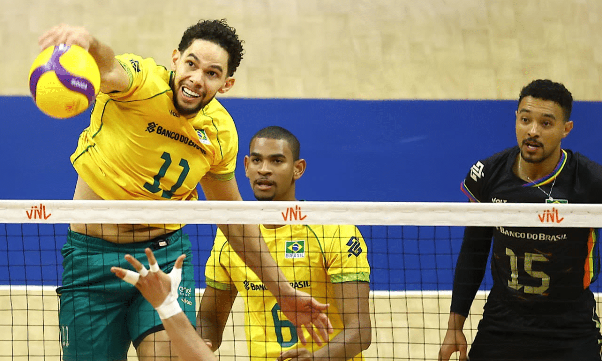 Judson em ação no jogo entre Brasil e Bélgica na VNL MASCULINA