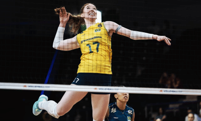 Julia Bergamnn em Brasil x França na VNL Feminina, Ligas das Nações de vôlei feminino