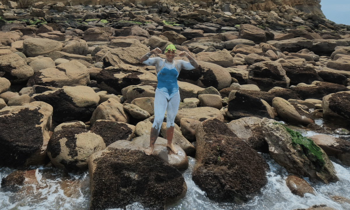 Ana Marcela Cunha durante a travessia do Canal da Mancha