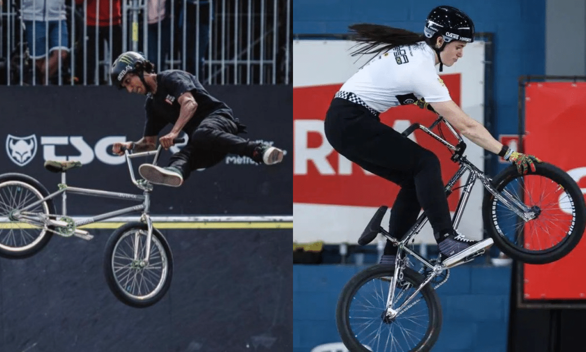 Gustavo 'Bala Loka' de Oliveira e Duda Bordignon são campeões brasileiros de BMX Freestyle Park. (Foto 1: Divulgação / Foto 2: Vitor Vidal)