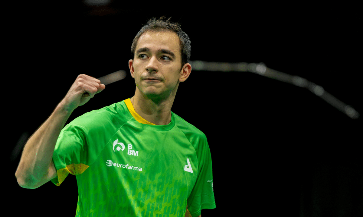 Hugo Calderano durante o WTT São José dos Campos, Smash da Europa tênis de mesa