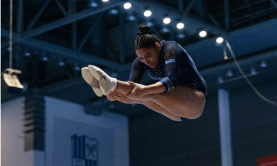 Emanuelly durante o Campeonato Sul-Americano de Trampolim