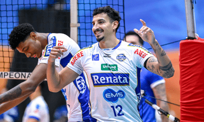 O oposto argentino Bruno Lima liderou a pontuação do time campineiro na vitória pelo Paulista (Foto: Pedro Teixeira/Vôlei Renata)