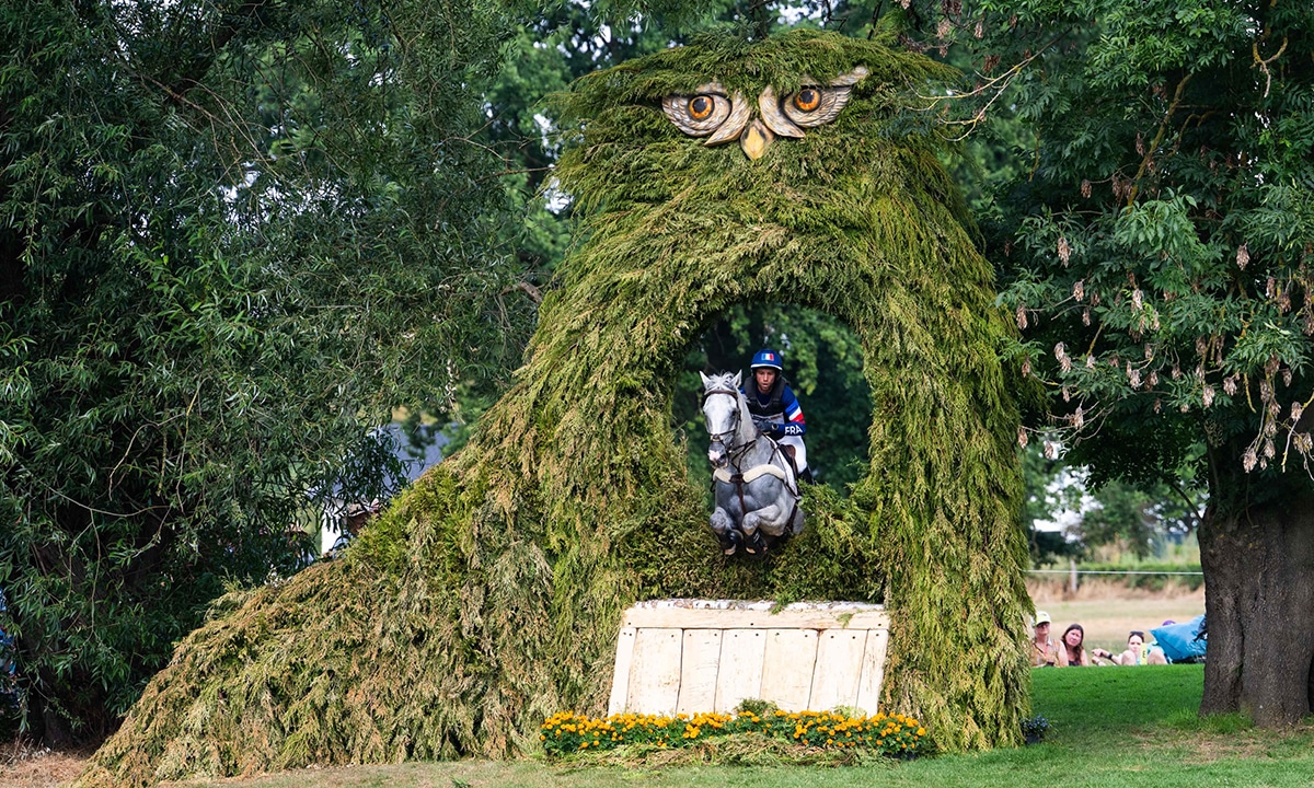 Na imagem, um dos obstáculos inusitados que o time brasileiro de equitação precisou passar na prova de Cross-country do CCE.