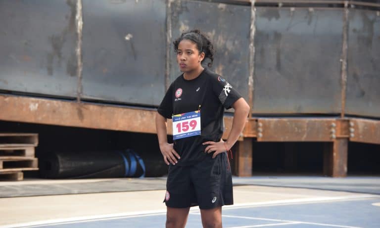 Maria Clara Araújo, corre os 100m da T35 no Circuito Paralímpico Loterias Caixa de atletismo – fase internacional (Foto: André Nogueira / Superatletas)
