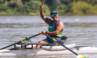 Claúdia no Sul-Americano, quando foi campeã no começo do ano.
