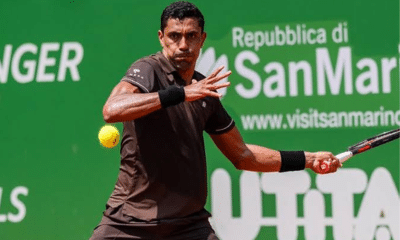Monteiro em ação no Challenger de San Marino. Jogando em Hagen nesta semana, o brasileiro está na final do quali no torneio. (Foto: San Marino Open)