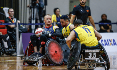 Brasil perde para a Colômbia por 52 a 45 e vai disputar o 11º lugar do Mundial de rúgbi em cadeira de rodas em São Paulo.