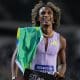Na imagem, Alison dos Santos comemorando após vencer mais uma etapa de Diamond League, em Bruxelas.