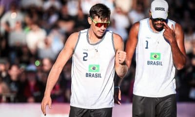 Arthur Lanci e Evandro no vôlei de praia nos Jogos Sul-Americanos