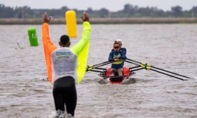 Kissya Cataldo e Vangelys Reinke na competição de remo costal nos Jogos Sul-Americanos de Santa Fé-2026