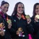 Brasileiras comemoraram a medalha de ouro no revezamento 4x200 m feminino