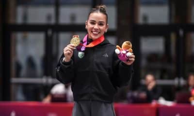 Camilla Lopes conquistou três medalha de ouro na ginástica de trampolim nos Jogos Sul-Americanos de Santa Fé 2016