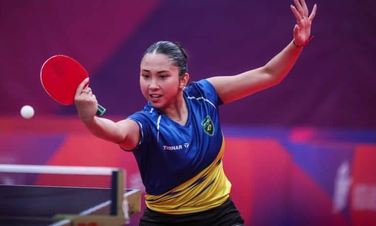 Giulia Takahashi no torneio de tênis de mesa dos Jogos Sul-Americanos Santa Fé 2026
