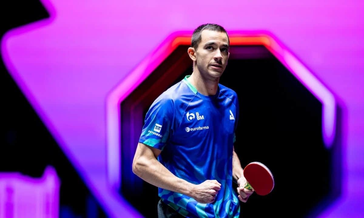 Hugo Calderano no WTT Champions de Macau, tênis de mesa