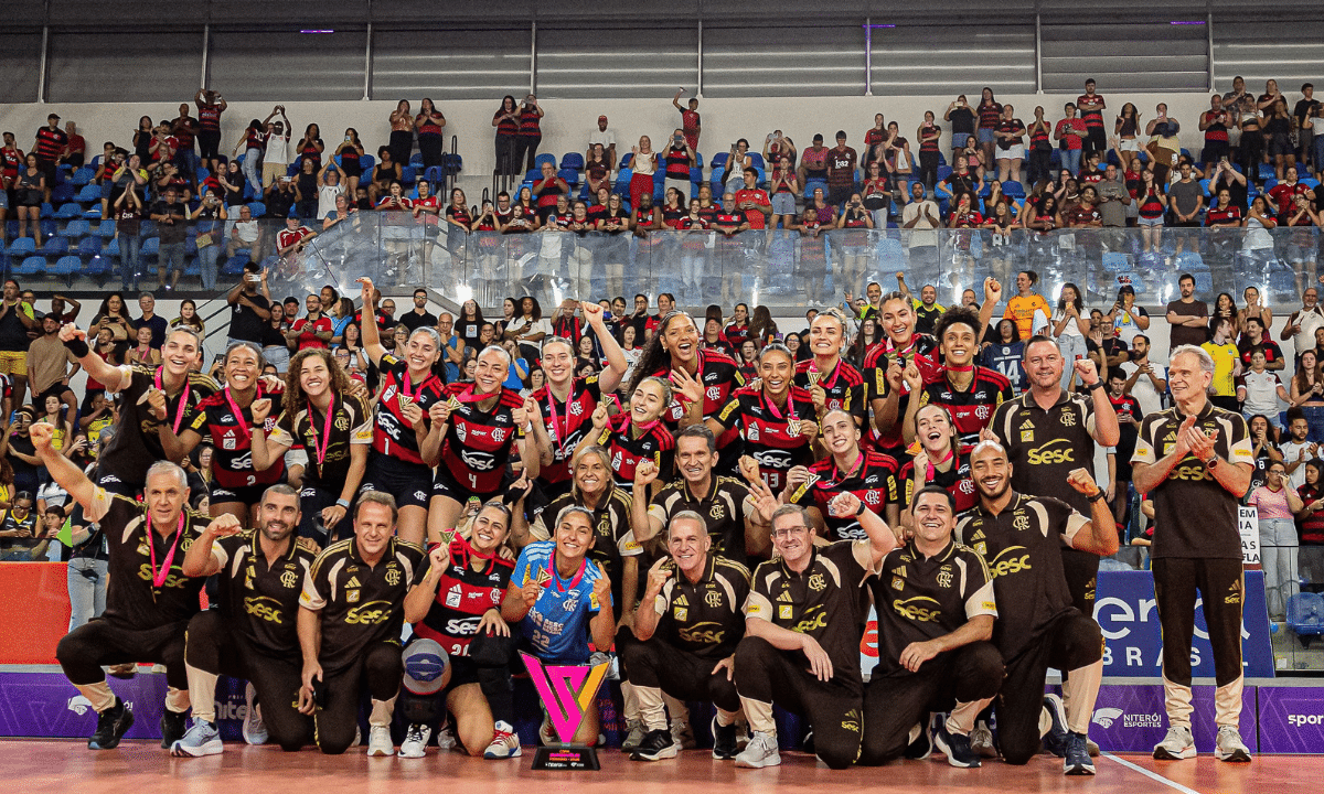 SESC Flamengo campeão da Copa Supervôlei feminina 2026. (Foto: Paula Reis/CRF)