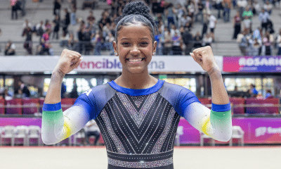 Jogos Sul-Americanos Santa Fé 2026 - Ginástica artística, disputa por aparelhos. Invencible Arena. Na foto, a atleta Júlia Coutinho, medalha de bronze nas barras assimétricas. Foto: Mariana Sá/COB
