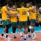 Seleção brasileira na partida contra a Venezuela pelo Pré-Olímpico Sul-Americano de Vôlei masculino