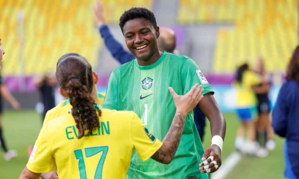 Thaís Lima, goleira da seleção brasileira, após a partida entre Brasil x Estados Unidos na Copa do Mundo Sub-20 Feminina