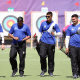 Marcus D’Almeida, Matheus Gomes e Mateus Ely vencem arco recurvo por equipes masculinas nos Jogos Sul-Americanos.