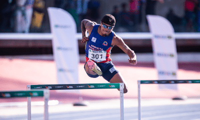 Kevin Aguero durante a prova em que quebrou o recorde sul-americano Sub-18 dos 400 m com barreiras. (Foto: Gustavo Alves/CBAt)